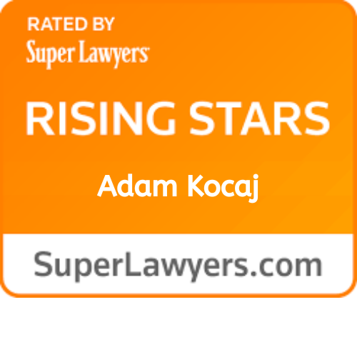 Super Lawyers badge- Adam Kocaj Selected to Rising Stars in Personal Injury Case Defense